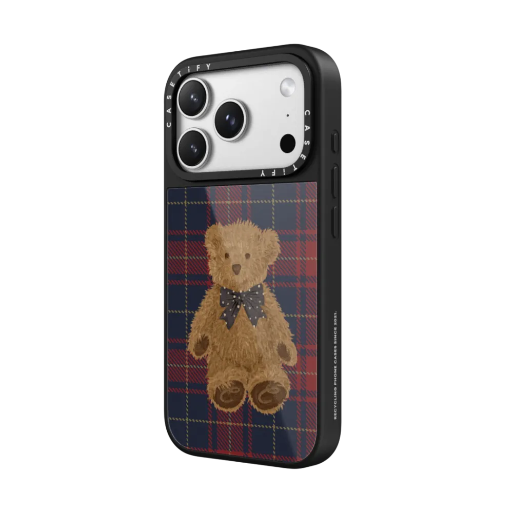Teddy Bear Plaid Glaze Case MagSafe Compatible