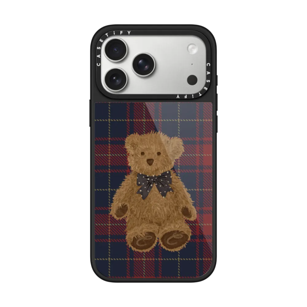 Teddy Bear Plaid Glaze Case MagSafe Compatible