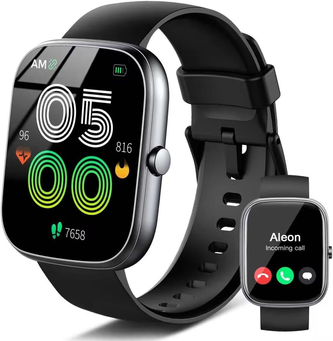 Smart Watch with Call Function, 1.91" HD Touchscreen, Heart Rate & Sleep Monitor, 113+ Sports Modes, IP68 Waterproof Fitness Tracker for Android & iOS (Men & Women)