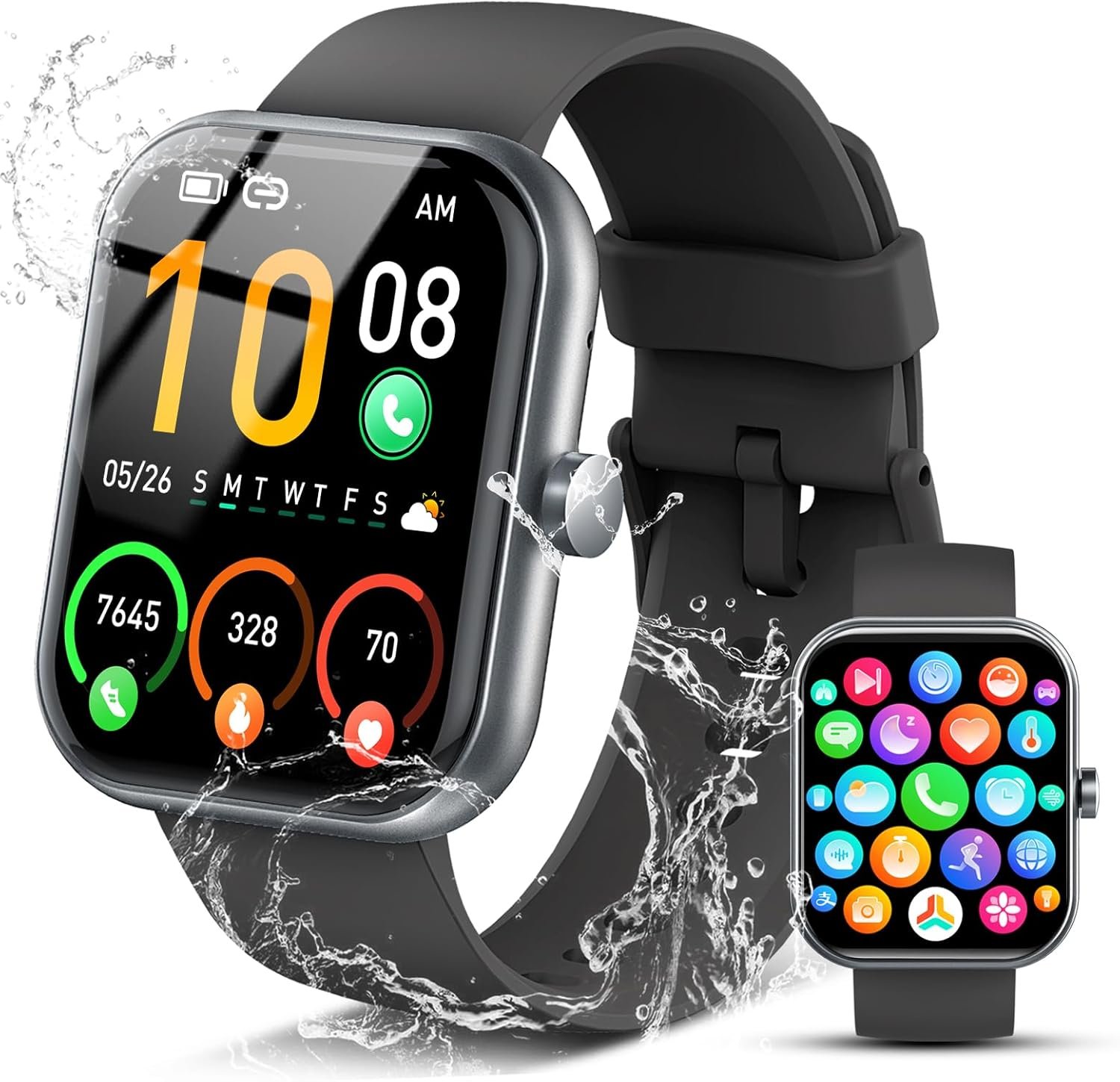 2026 Bluetooth 5.3 Smart Watch for Men & Women, 1.96" HD Touchscreen, Make/Answer Calls, 110+ Sports Modes, Heart Rate & Sleep Monitor, IP68 Waterproof, GloryFit App, Android & iOS