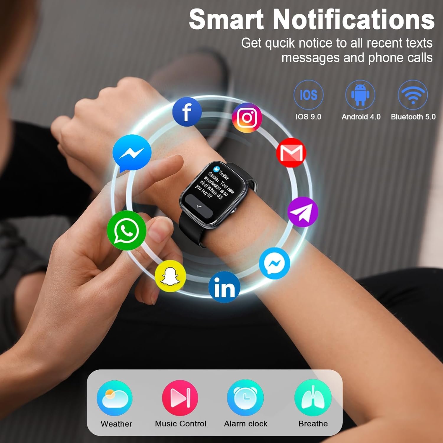 Smart Watch with Call Function, 1.91" HD Touchscreen, Heart Rate & Sleep Monitor, 113+ Sports Modes, IP68 Waterproof Fitness Tracker for Android & iOS (Men & Women)