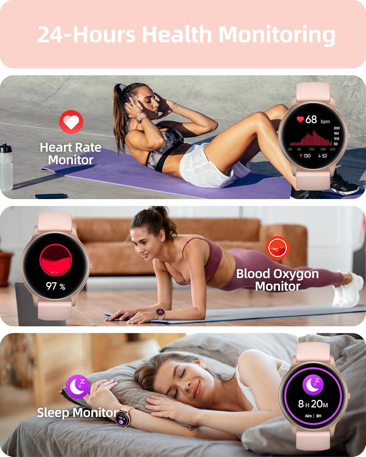 Parsonver SPROD1 Smart Watch 2026, 1.32" HD Round Display, Bluetooth Calling & Notifications, 100+ Sports Modes, Heart Rate & Sleep Monitor, Women’s Health Tracking, IP68 Waterproof, Android & iOS