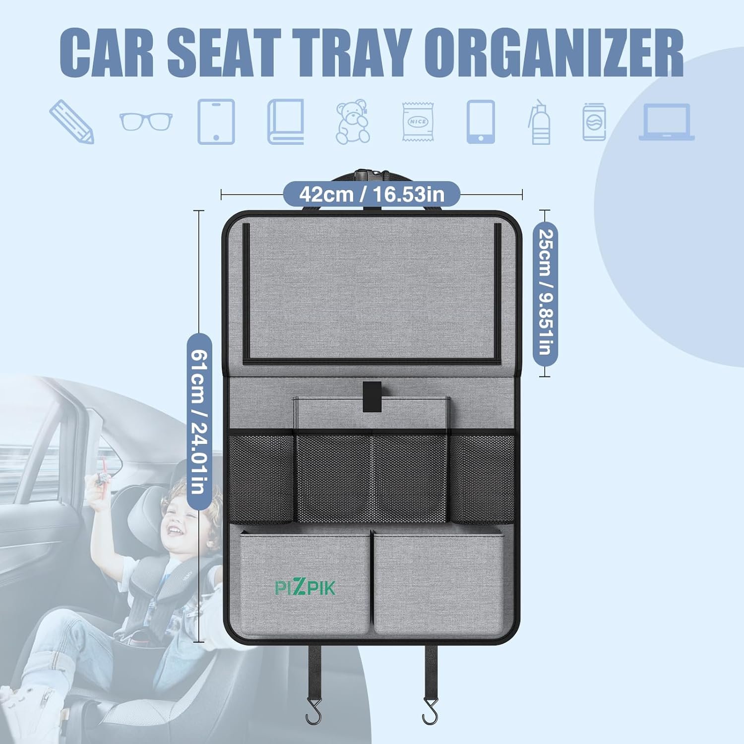 Car Backseat Organizer with Tablet Holder