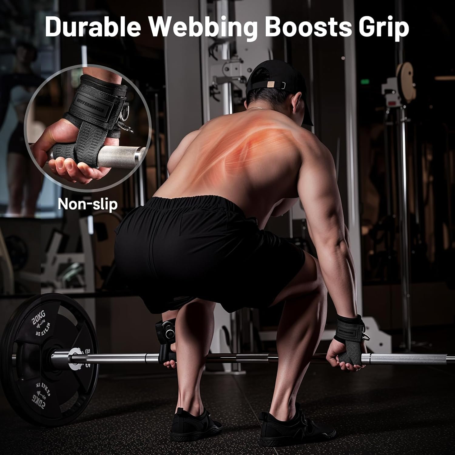Non-Slip Wrist Straps for Weightlifting Deadlifting