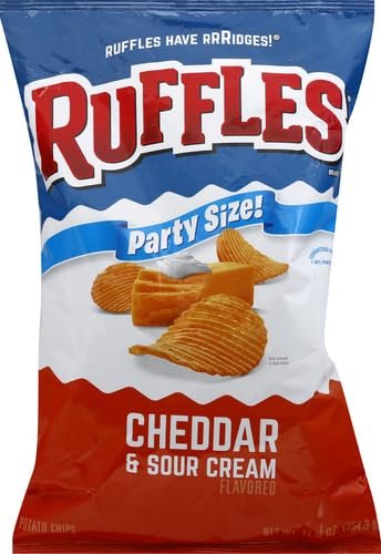 Ruffles Potato Chips, Cheddar & Sour Cream, 12.5 oz Party Size Bag