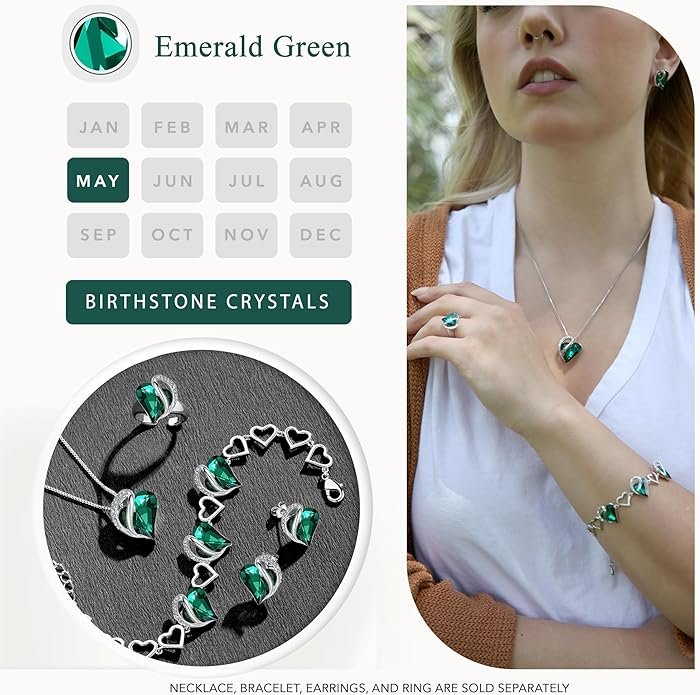 Leafael Infinity love Heart Birthstone Stud Earrings for Women